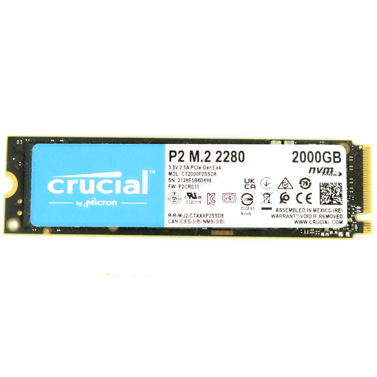 Crucial P2 2TB m.2 2280 NVMe CT2000P2SSD8 SSD | 1yr Warranty, Fast Ship
