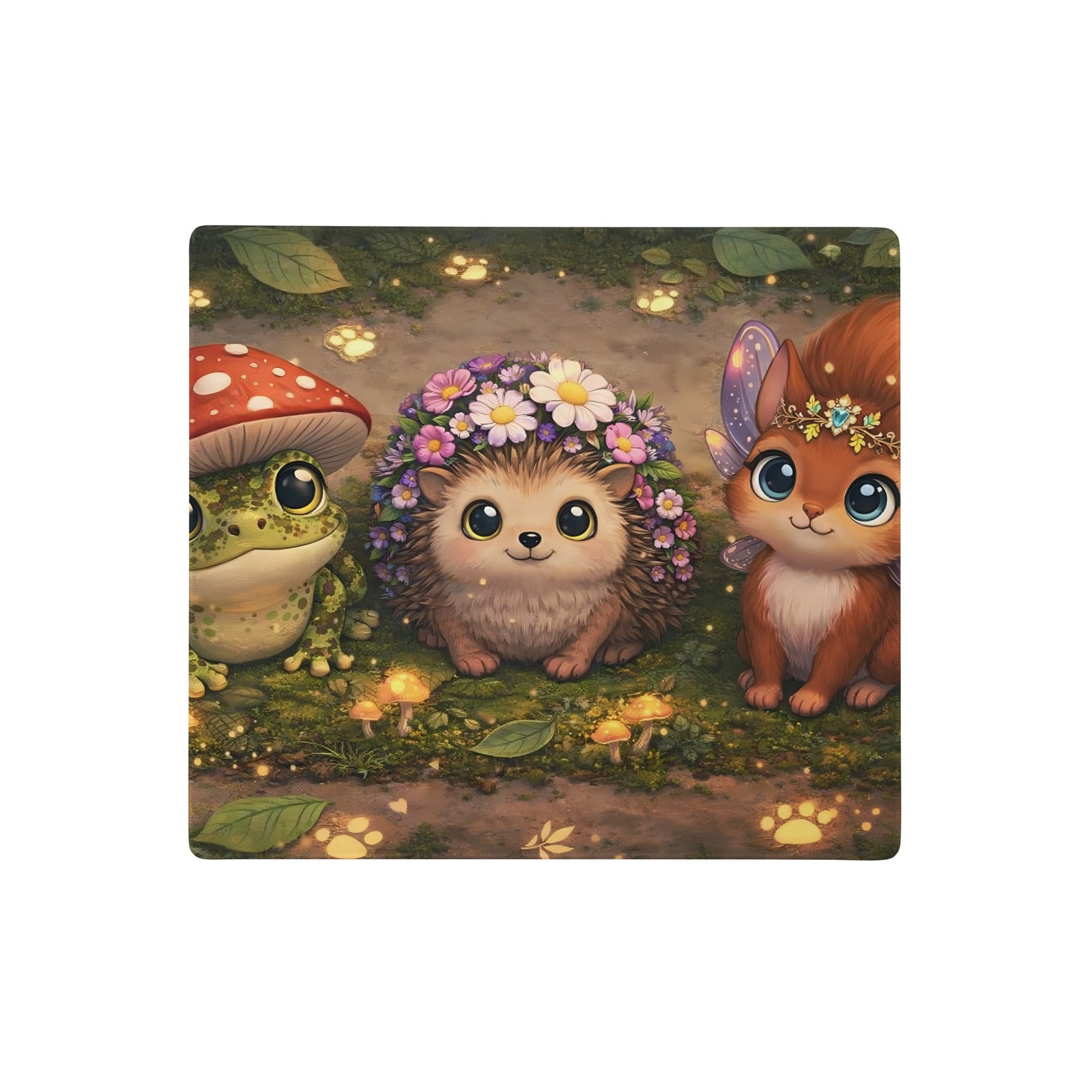 Kawaii Whimsical Forest Creatures Gaming Mouse Pad Desk Mat Fairycore Art