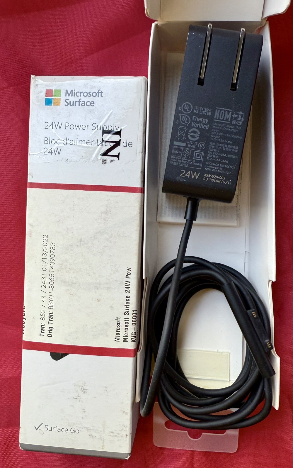 Microsoft Genuine OEM 24W Power Supply Charger Wall  Model 1735 Used 