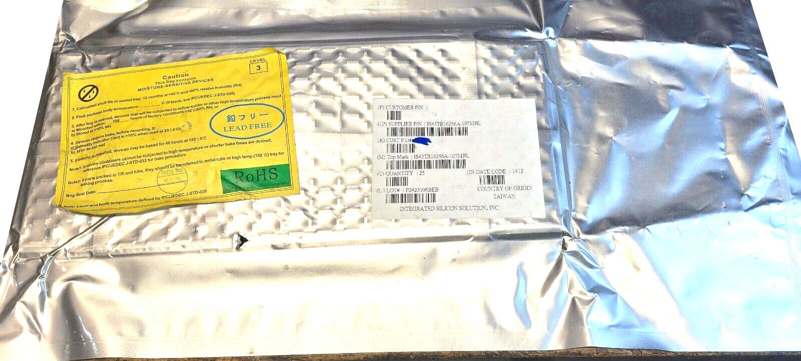 LOT OF 25 IS43TR16256A-107MBL DRAM 4G, 1.5V, 1866MHz 256Mx16 DDR3 SDRAM