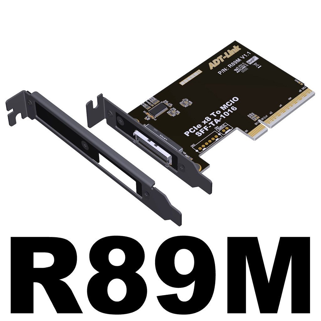 PCIe 4.0 x16 MCIO Graphics Card Split Extension Cable GEN4 Dual Adapter Card