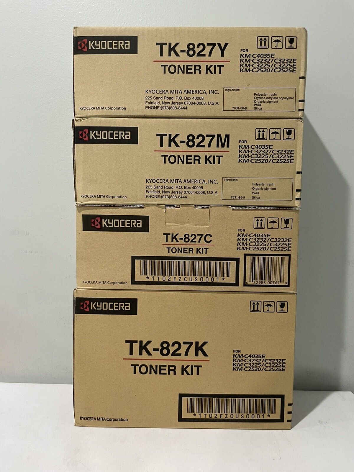 Kyocera TK-827 Toner Kit set of 4 KYCM for KM-C4035E KM-C3232 KM-C2520 New