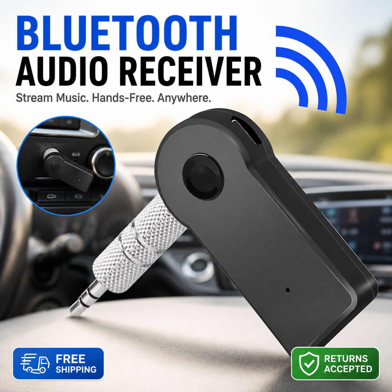2 in 1 Bluetooth 5.0 Transmitter Receiver 3.5mm AUX Car Audio Adapter
