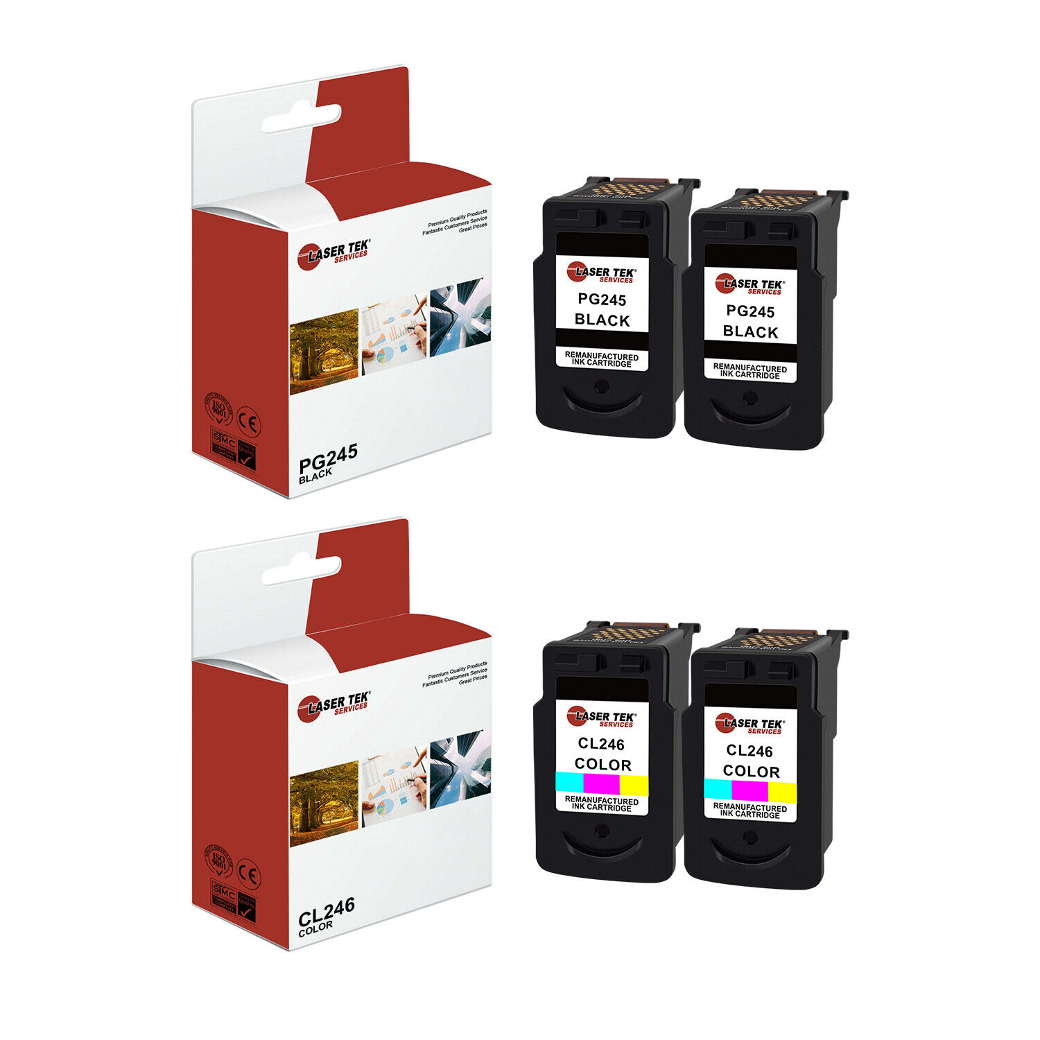 4Pk LTS PG245 CL246 Multicolored HY Compatible for Canon Pixma MG2420 MG2520 Ink