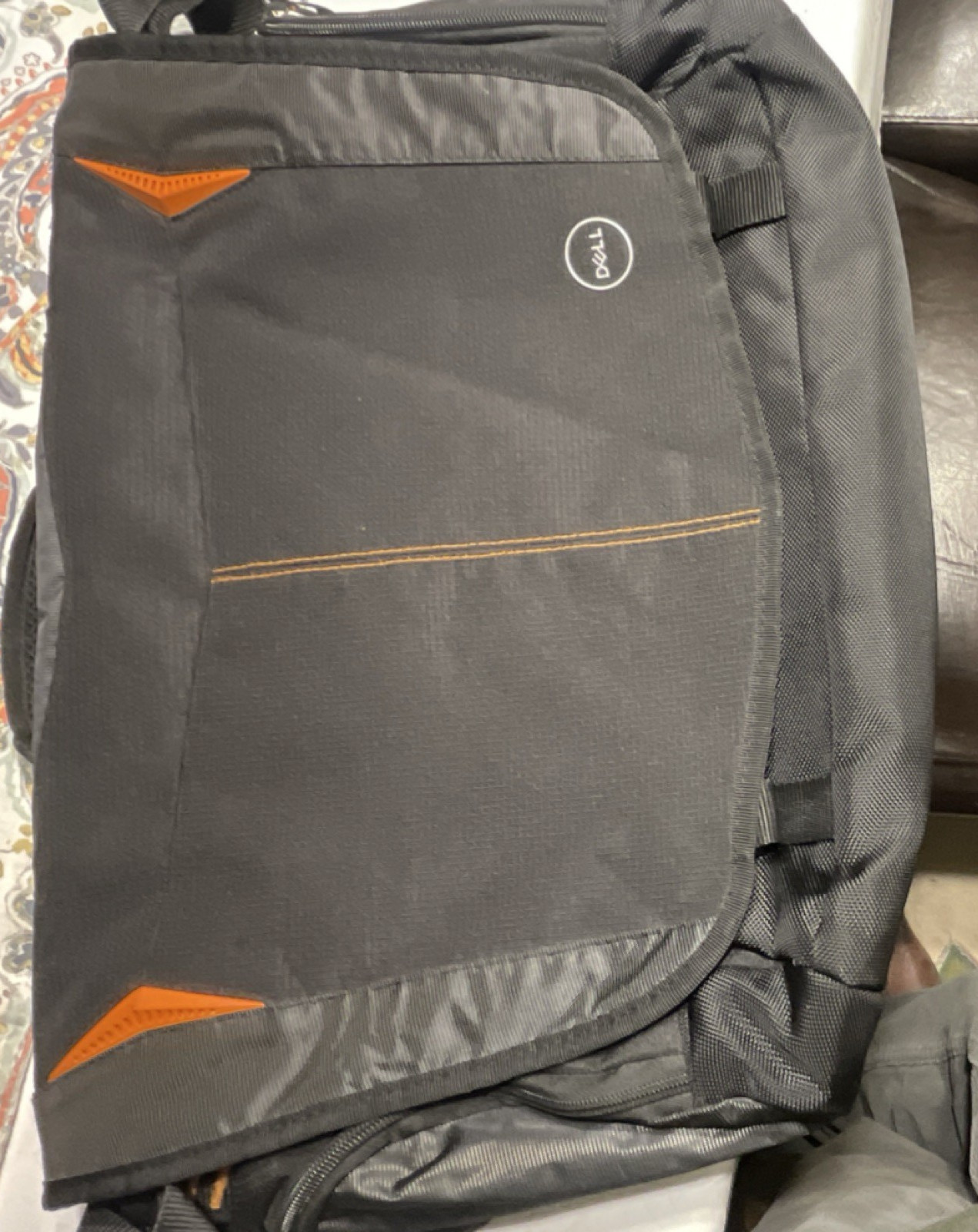 Dell Padded Solid Laptop Shoulder/Messenger Bag Black/Orange