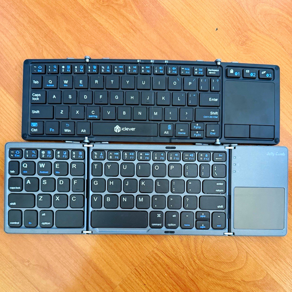 2 iClever IC-BK08 Bluetooth Foldable Keyboard w/ Touchpad Gray English QWERTY