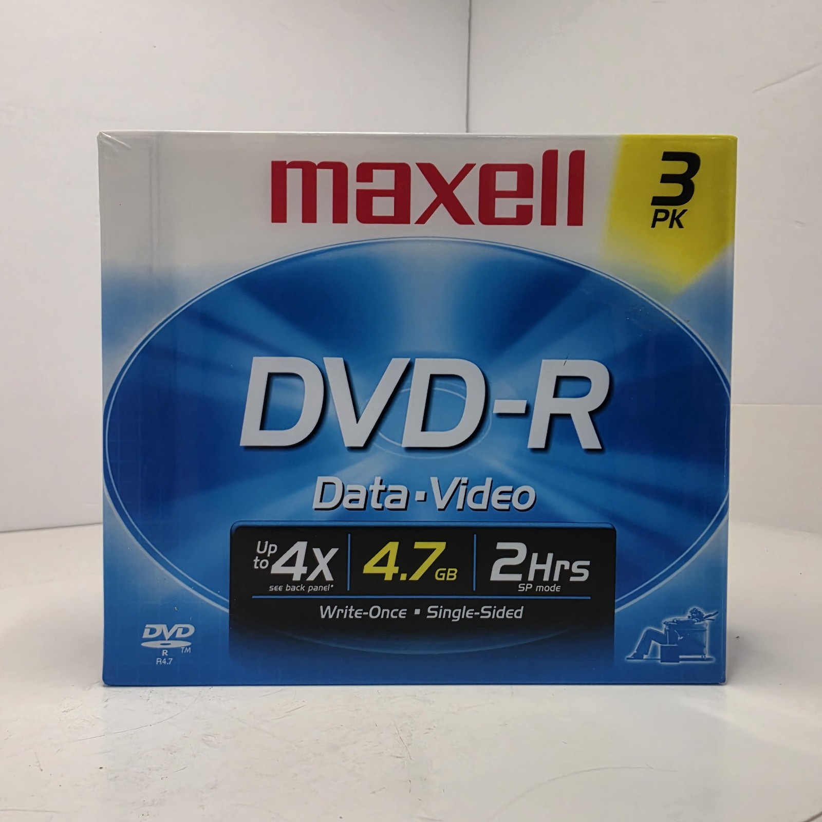 Maxell DVD-R 4.7GB 2Hrs Data Video 4x Speed Write-Once 3 Pack Brand New Sealed