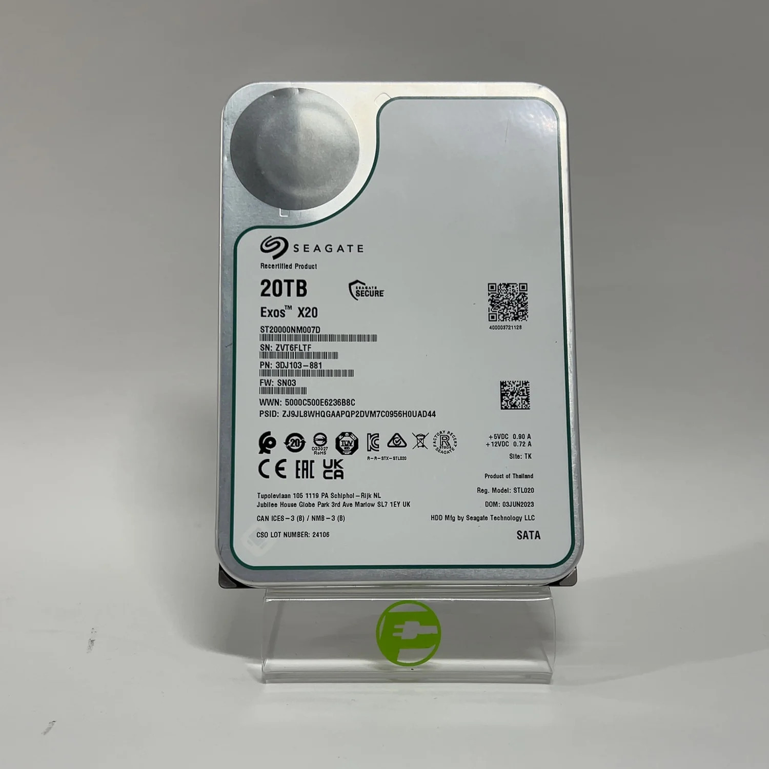 Seagate 3.5" Exos X20 20TB SATA III 6Gbps HDD ST2000NM007D