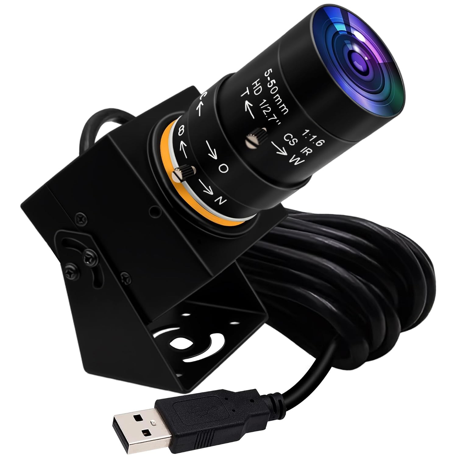 ELP 4K USB Camera with Microphone Manual Zoom Webcam 5-50mm Variable Focus PC Ca