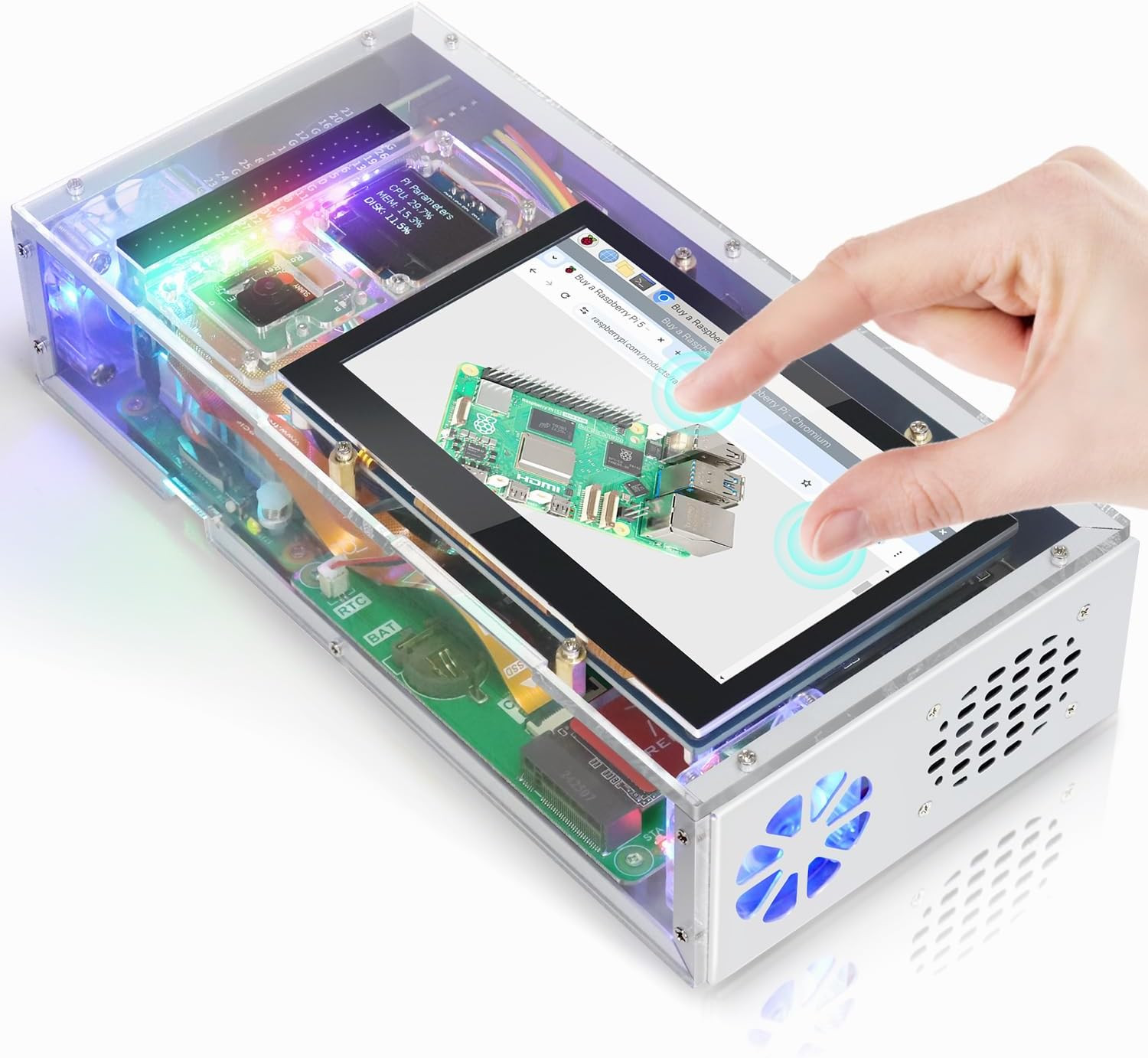 Raspberry Pi 5 Case with Screen (4.3'' Touchscreen), 128GB M.2 Nvme SSD 800 Mb/S