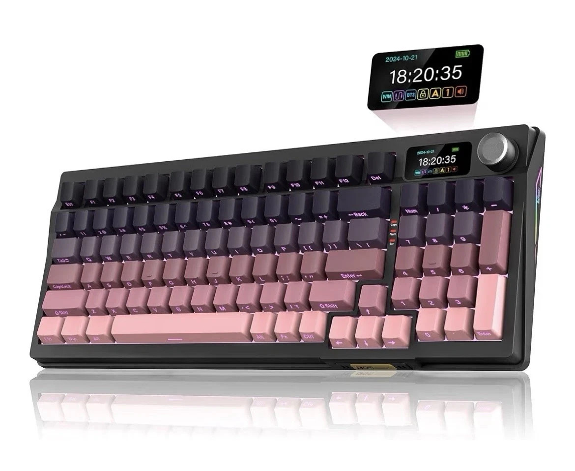 RedThunder K95 Mechanical Keyboard Wireless USB Illuminated Pink Black QWERTY