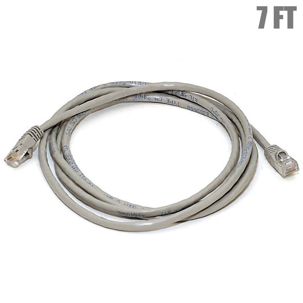 7FT Cat5E RJ45 Ethernet LAN Network UTP Crossover Cable Copper Wire 24AWG Gray