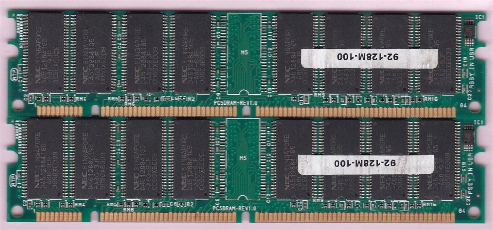 256MB 2x128MB PC-100 ATP NEC AMC16V64T8SEG8 92-128M-100 PC100 SDRAM Memory Kit