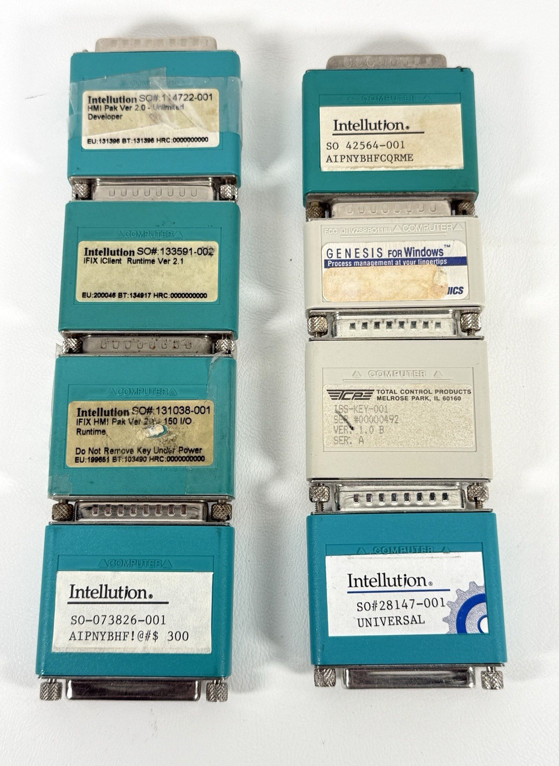QTY 8 Vintage Software Keys Dongle Parallel Serial RAINBOW SENTINEL INTELLUTION