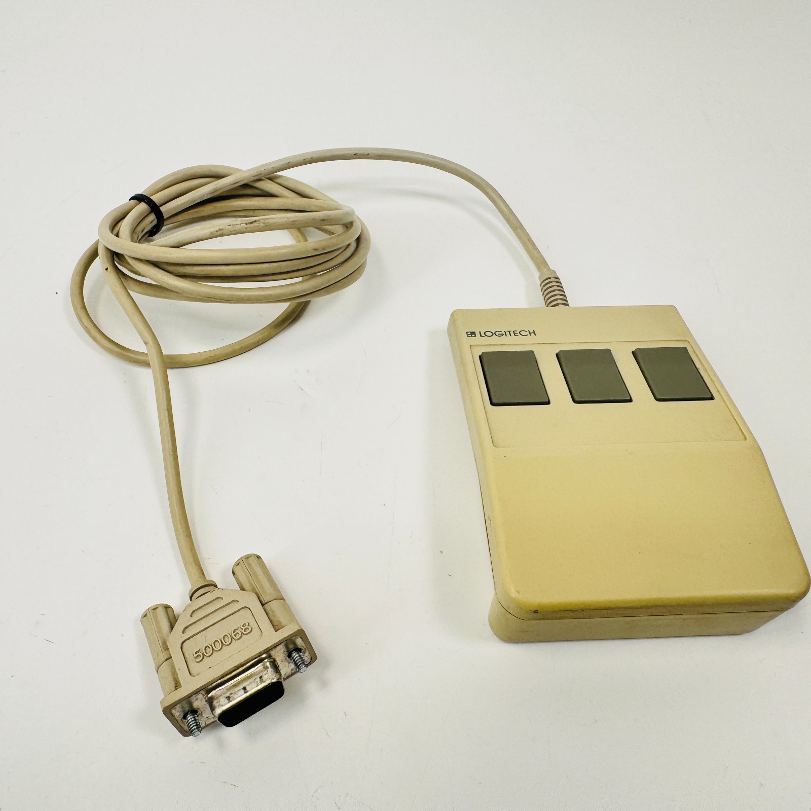 Vintage LOGITECH Mouse Model C7-3F-9F Serial Three Button Roller Ball 9 Pin