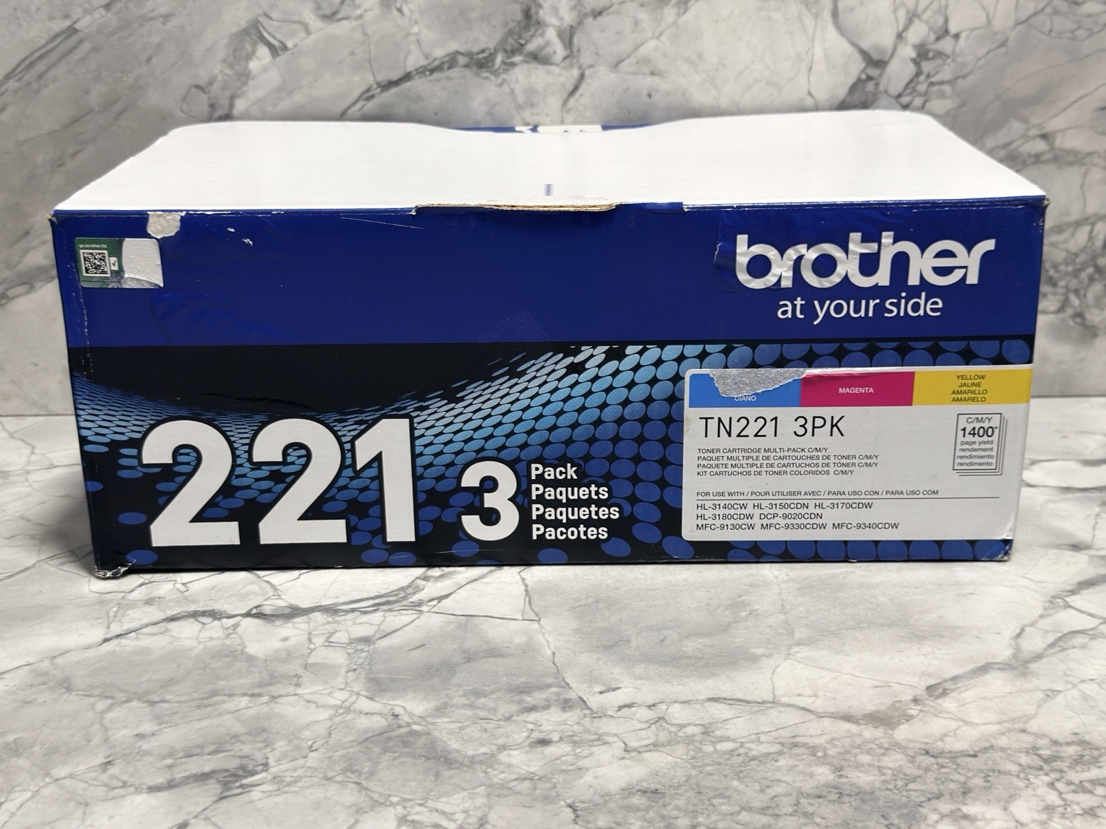 Brother Genuine TN221 3PK Cyan Magenta Yellow Toner Set TN-221 Sealed Cartridges