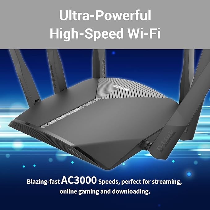 Black - D-Link WiFi Router AC3000 Mesh Smart Internet Network Voice Control,