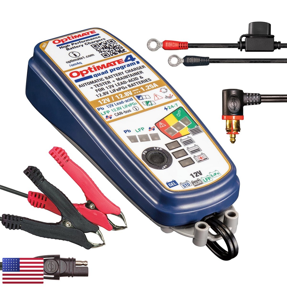 Tecmate Optimate 4 Quad Program Premium Edition, TM631-PR, Gold Series 9-Step