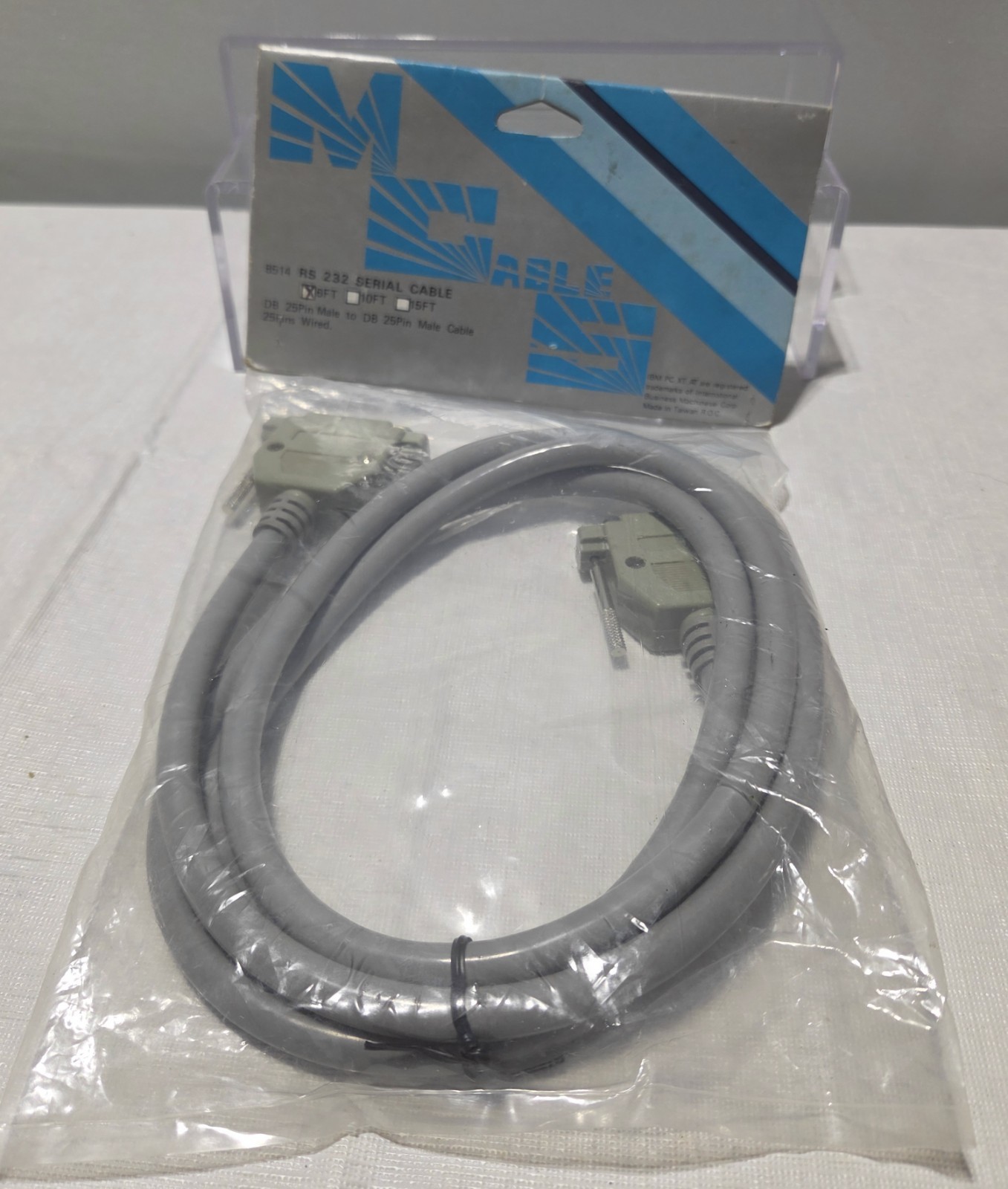 Vintage MCABLE 6FT RS-232 Serial Cable DB25 Male to DB25 Male New In Pack