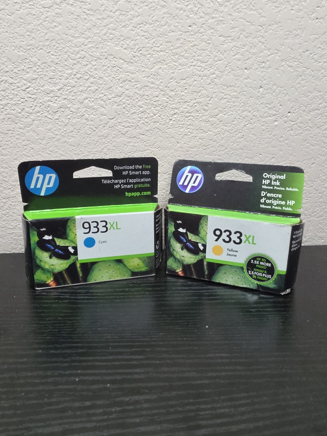 (Lot of 2) Genuine 933XL Cyan & Yellow Ink Cartridges: Exp 2023-2024