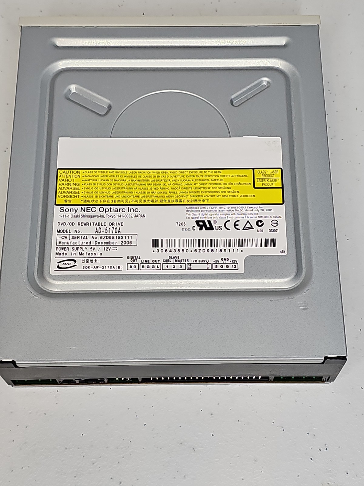 Sony NEC Optiarc AD-5170A IDE DVD +RW CD Rewritable Optical Drive