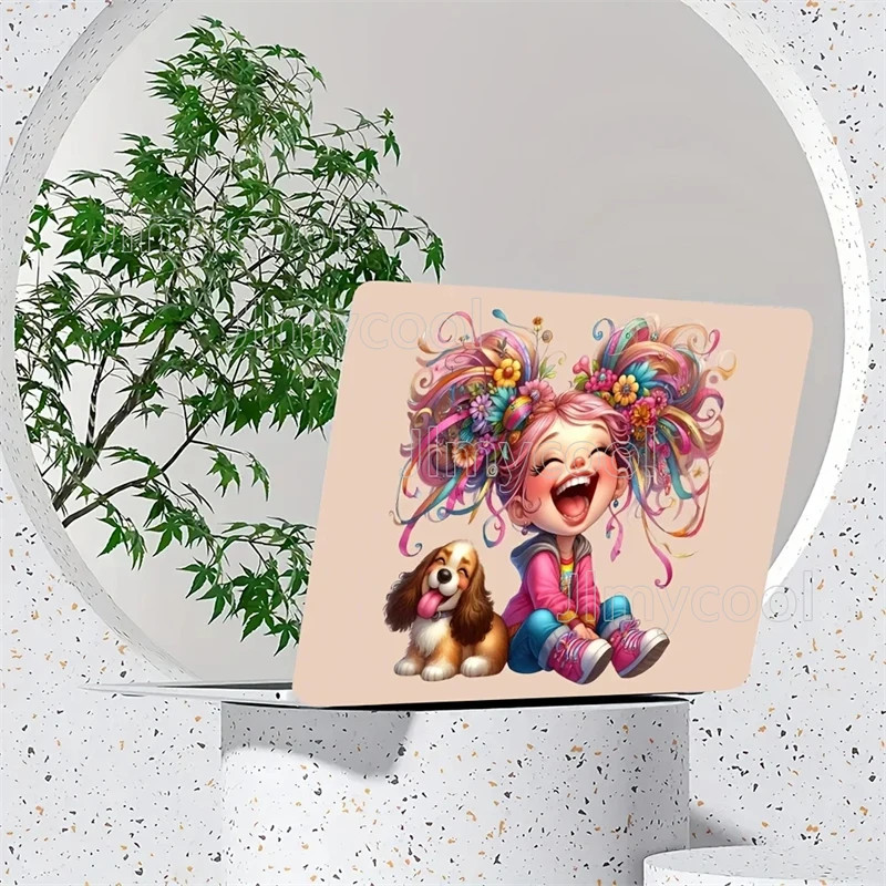2 Pieces PVC Material Cute and Happy Patterns Laptop Skin Fits for 12-15.6 Inch