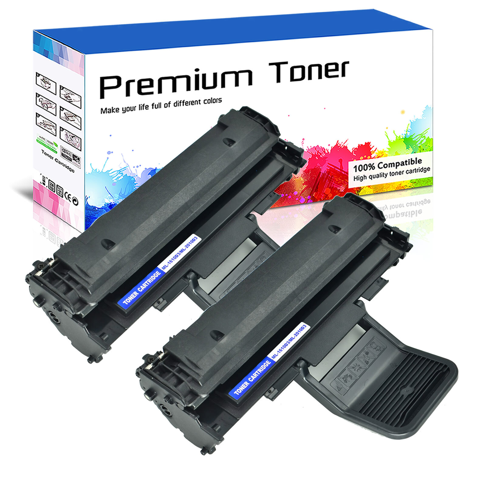 2PK Black ML1610 ML-2010 Toner Cartridge for Samsung ML-2510 ML-2570 ML-2571N