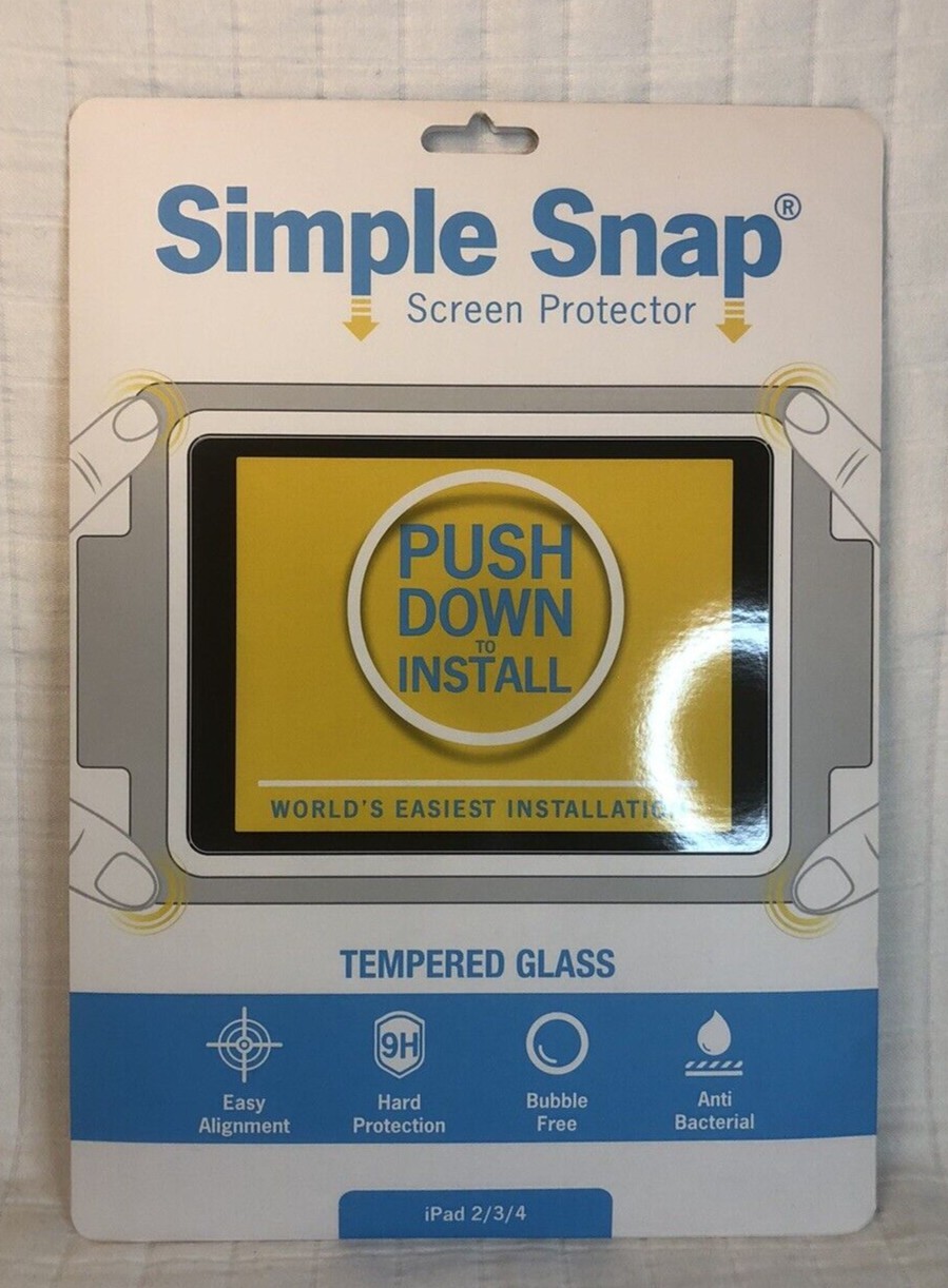 SIMPLE SNAP Screen Protector / Tempered Glass for Apple iPad 2, 3 or 4