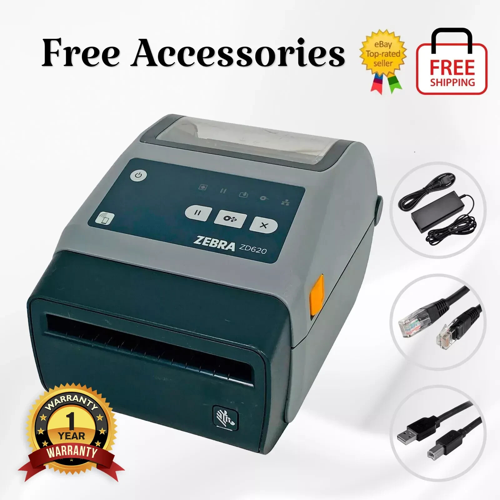 Zebra ZD620 Direct Thermal Barcode Label Printer Cutter USB LAN BT 1 YR WARRANTY