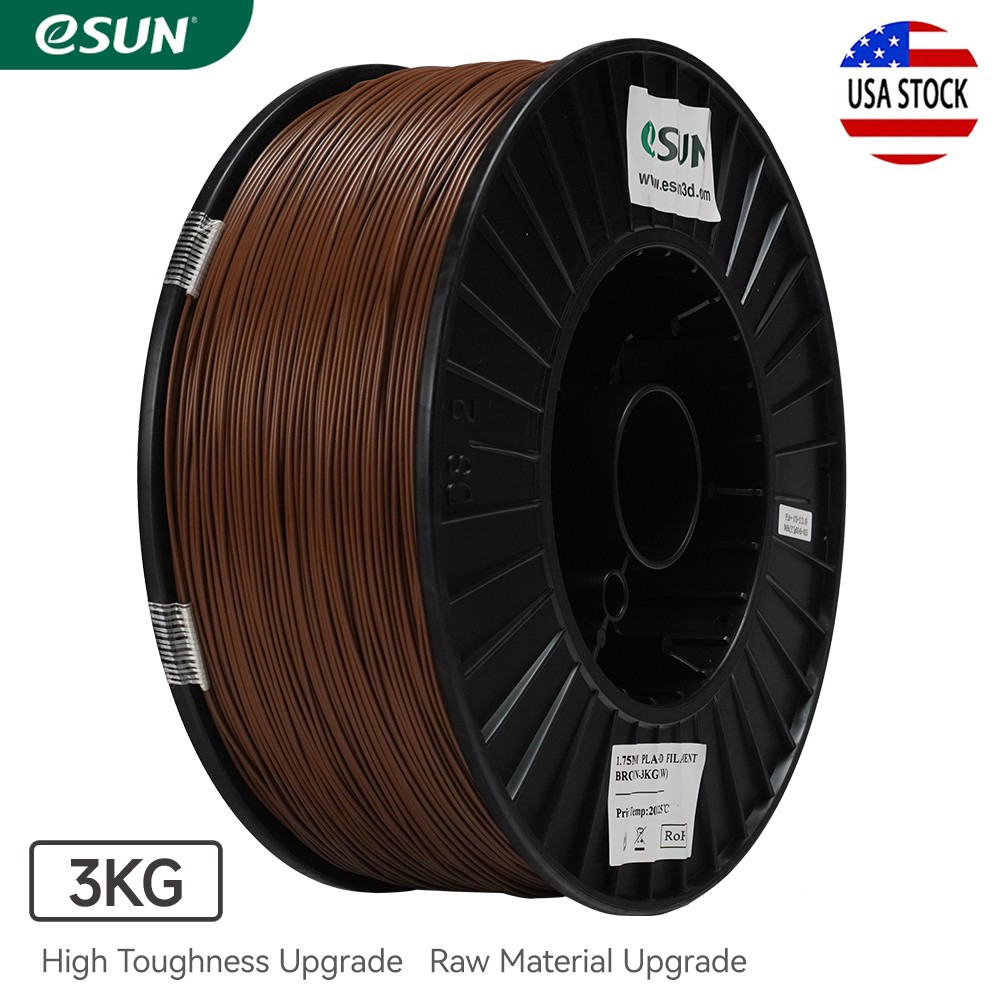 eSUN PLA+ 3D Printer Filament High Speed Big Bundle PLA+ 1.75mm 3KG Spool Brown