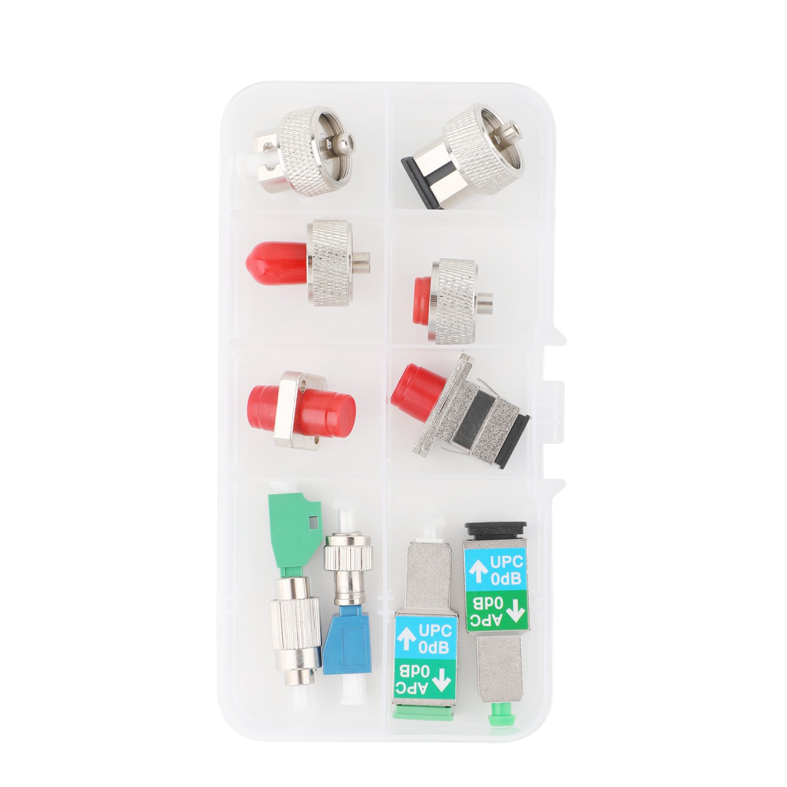10PCS Fiber Optic Adapter Kit, SC FC ST LC Connector for OTDR Testing