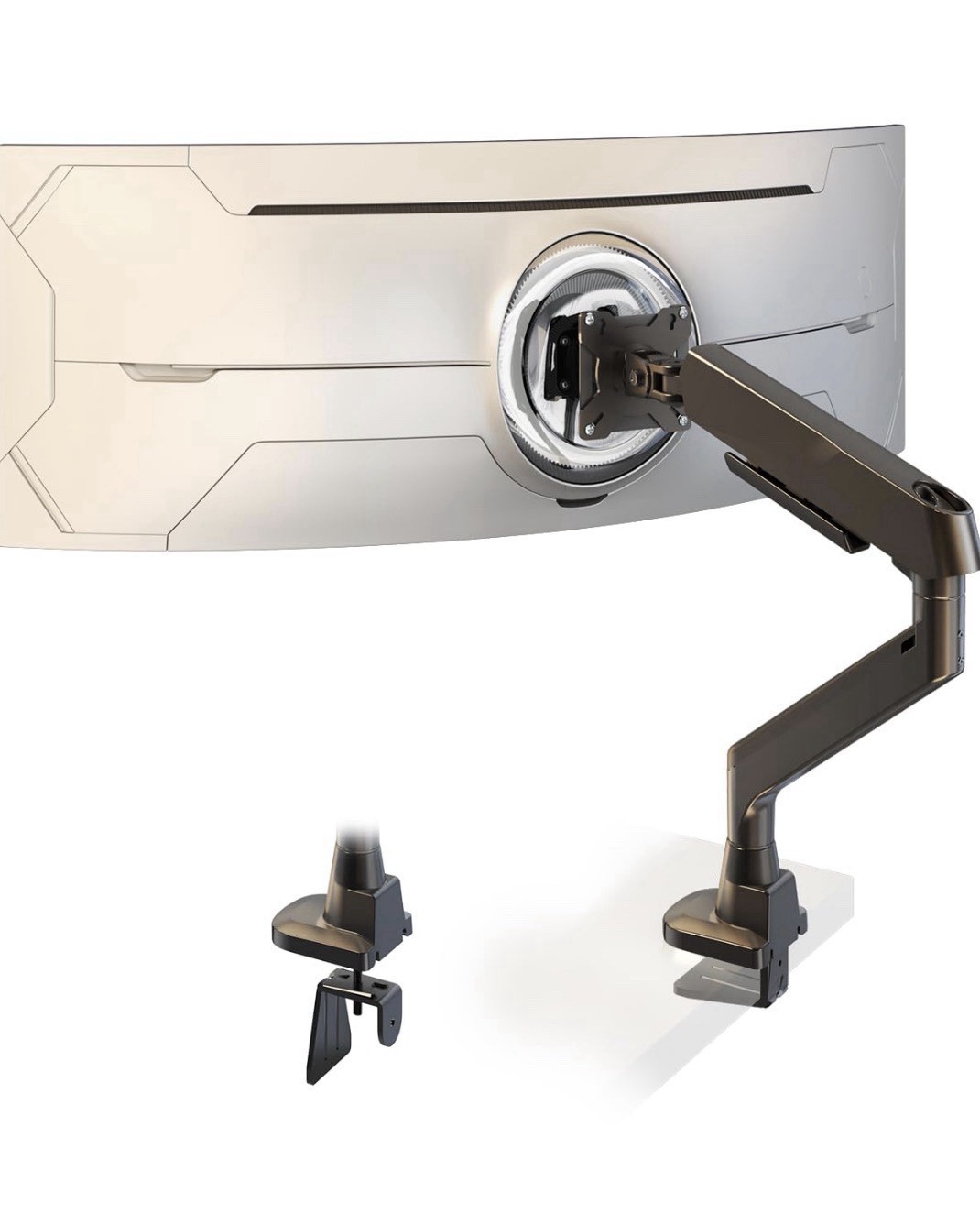 Heavy-Duty Single Monitor Desk Mount Arm Clamp, Tilt & Rotate, Black