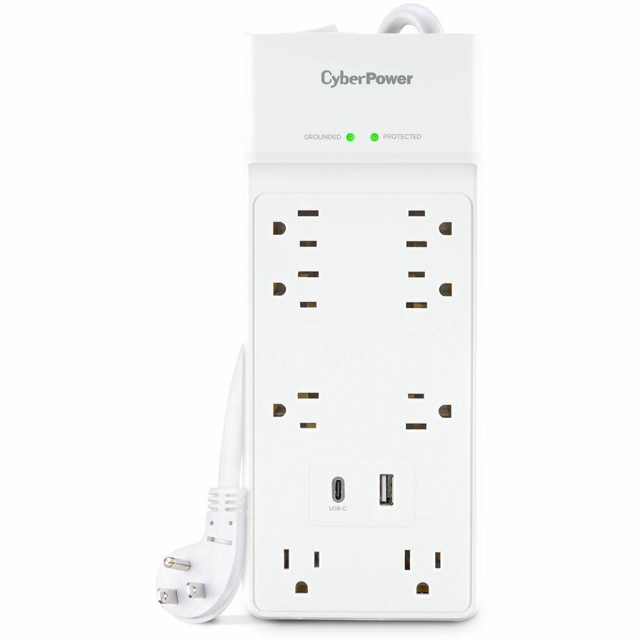 CyberPower CSP806UC18W Home and Office 8 Outlet Surge Protector with 2400 J