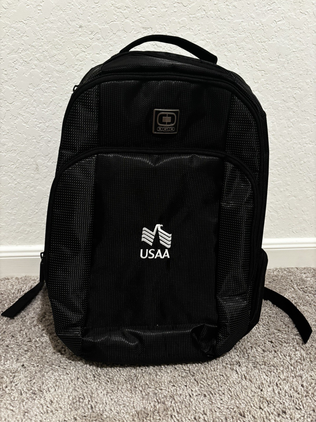 OGIO Roamer Backpack Black Laptop Tablet Multi Pocket Utility USAA Logo