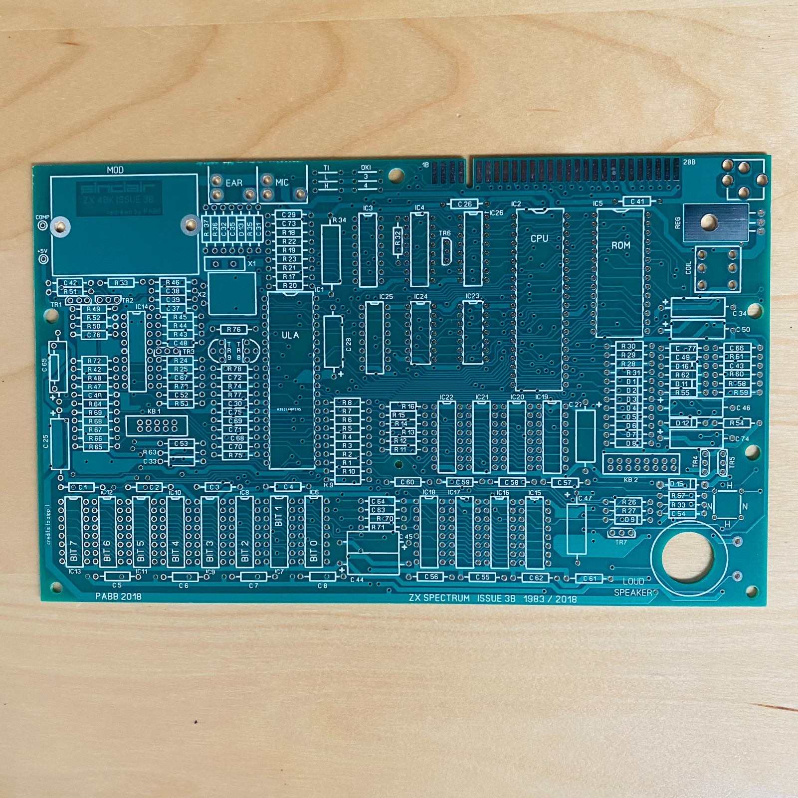 Sinclair ZX Spectrum Issue 3B Green PCB board