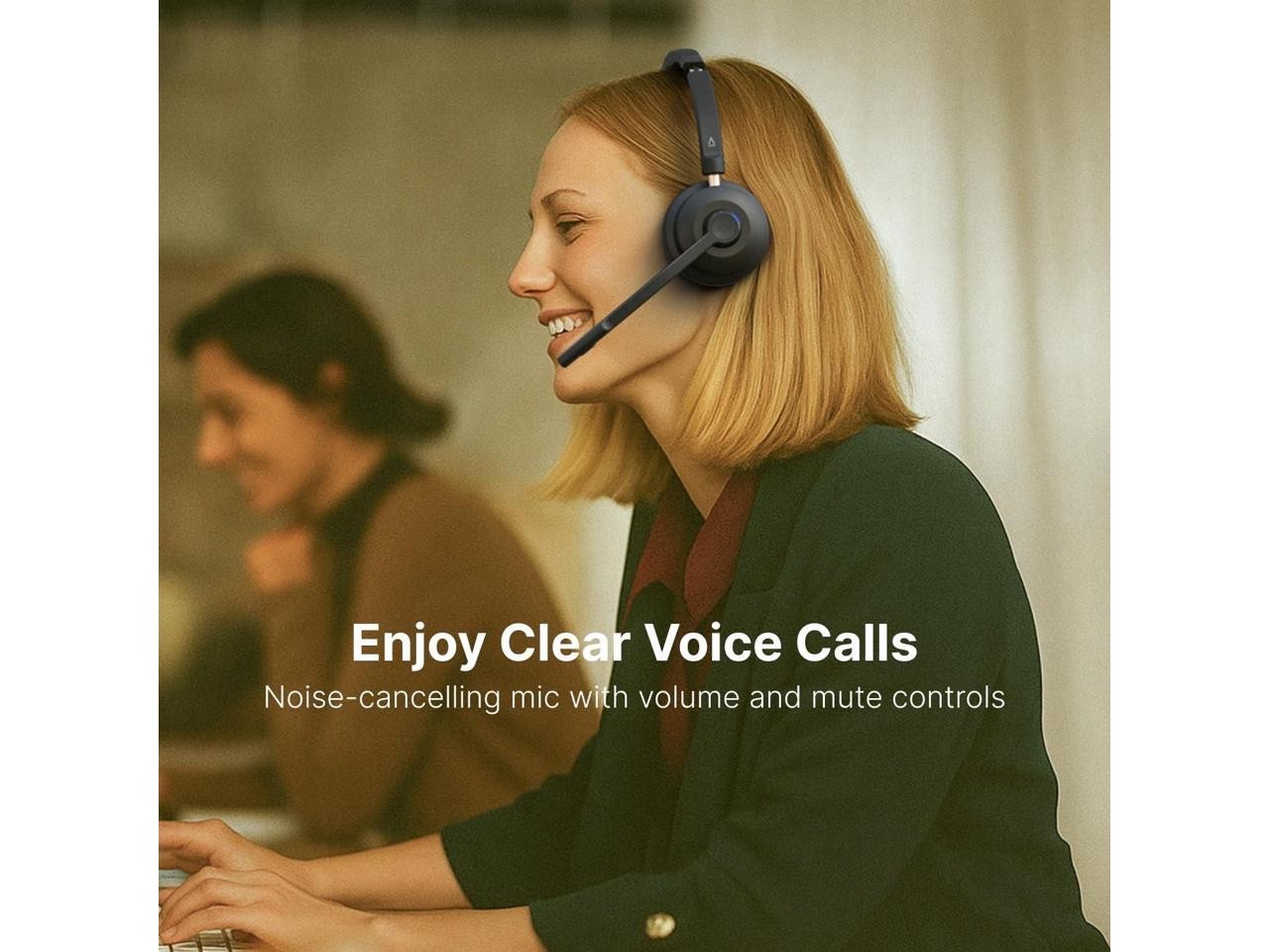 Chat Wireless On-Ear Headset with Noise-Cancelling Boom Mic, Wireless Creative