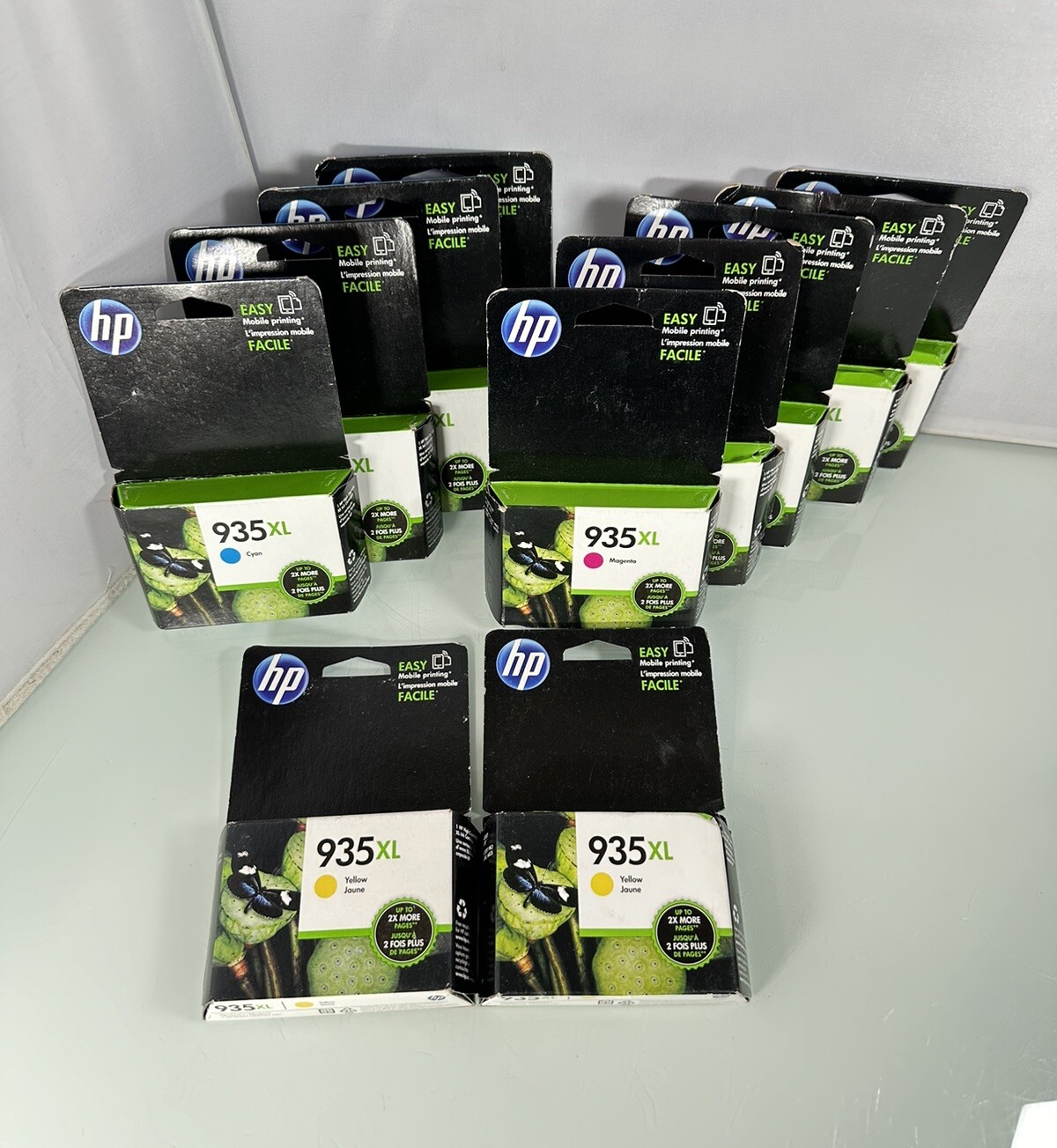 Lot Of 11 Genuine HP 935XL Sealed Ink Cartridges Yellow, Cyan & Magenta EXP 2018