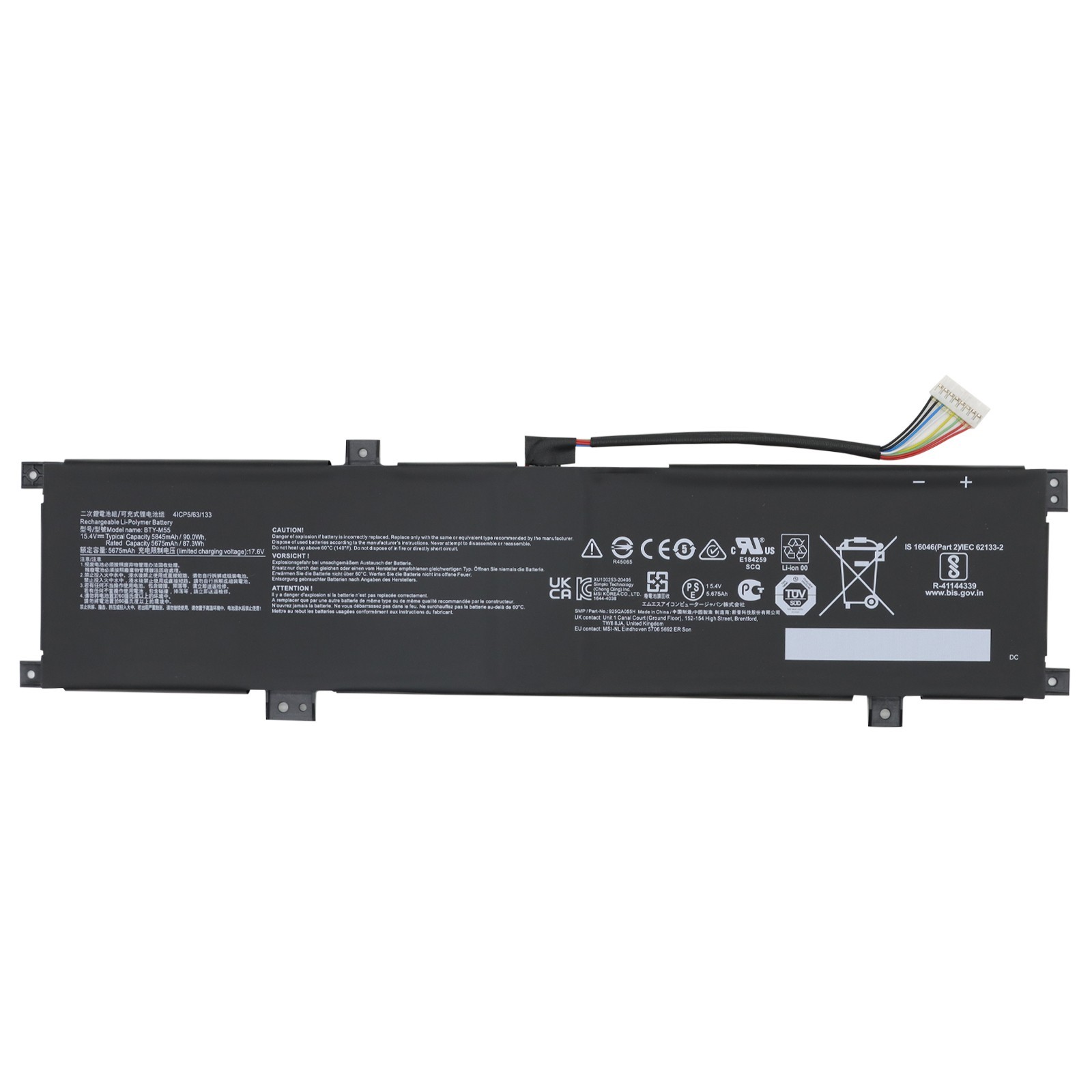 BTY-M55 Battery for MSI Alpha 15 A3DDK A4DEK B5EEK B5EX Alpha 17 B5EEK 925QA055H