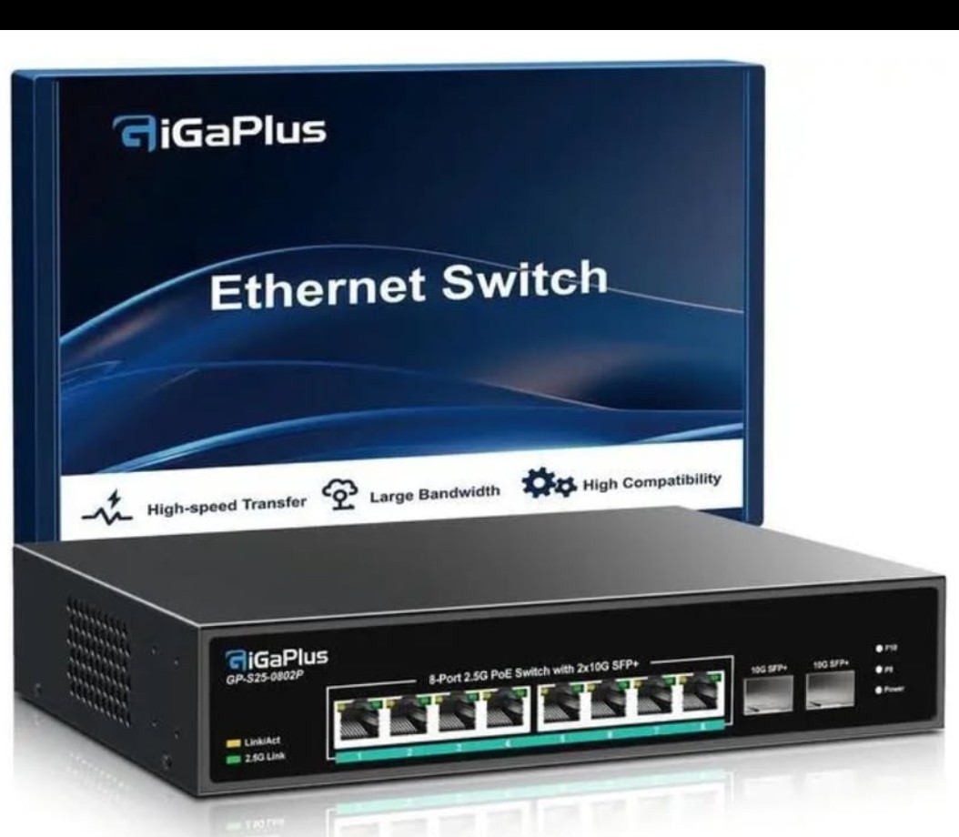 GiGaPlus GP-S25-0802P 8-Port 2.5G PoE Switch with 2x 10G