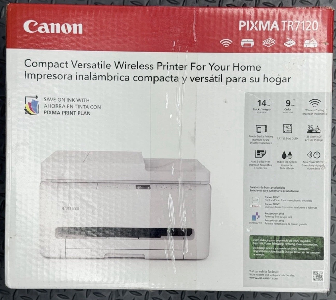 Canon PIXMA TR7120 Wireless All-in-One Inkjet Printer Copier Scanner White/New
