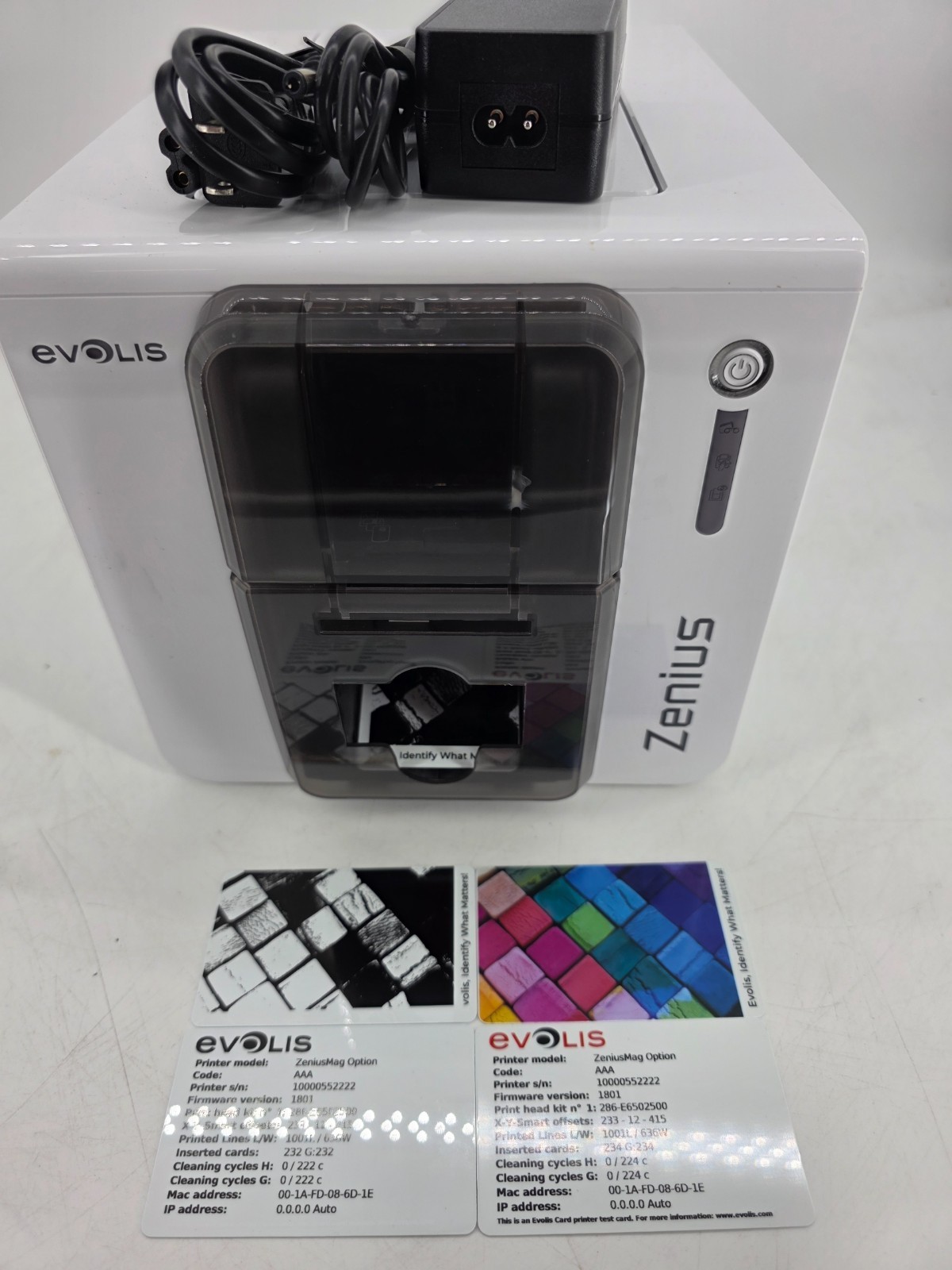 Evolis Zenius Color ID Card Printer Mag Encoder 234 Clicks w/ Power Supply 2A