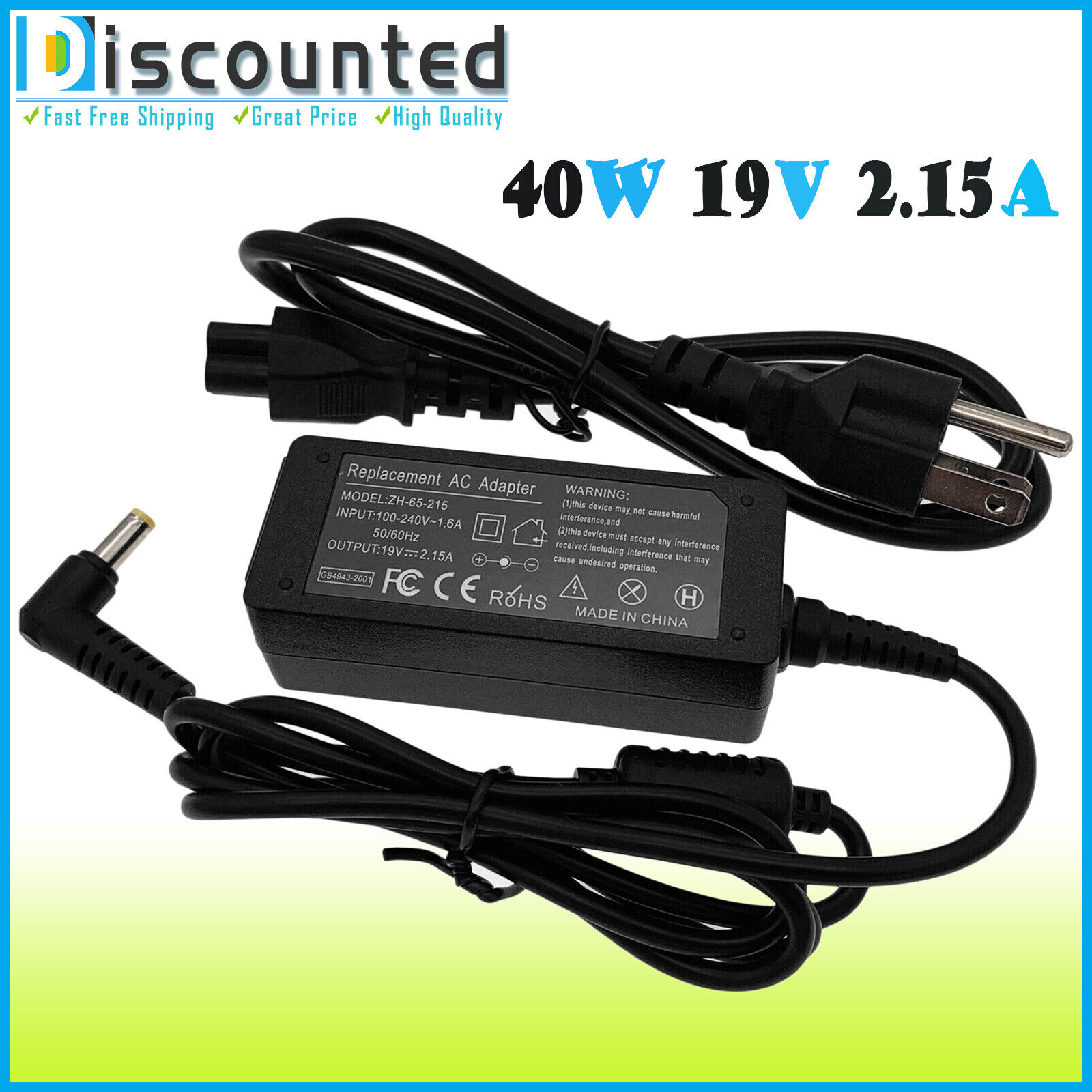 For Acer S200HQL S201HL S202HL LED LCD Monitor AC Adapter Power Supply Cord