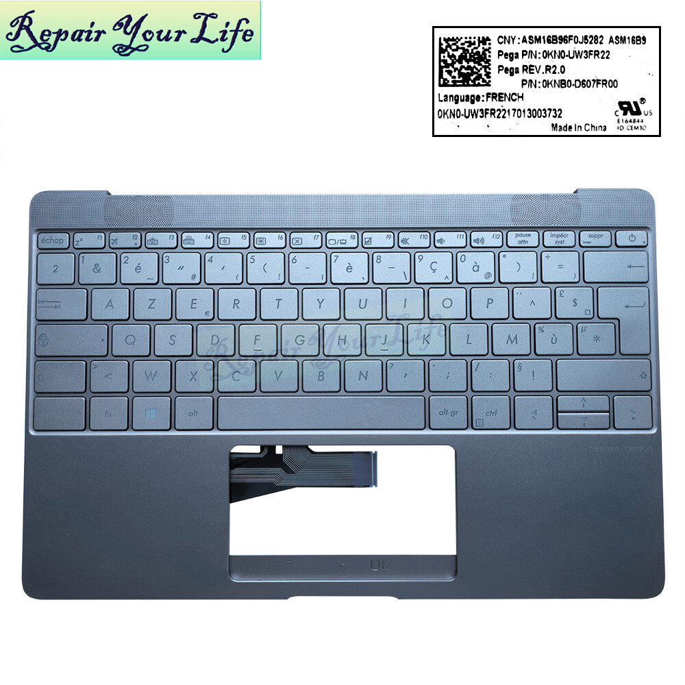 FR French backlit keyboard with palmrest Asus ZenBook 3 UX390 UX390UA UAK silver