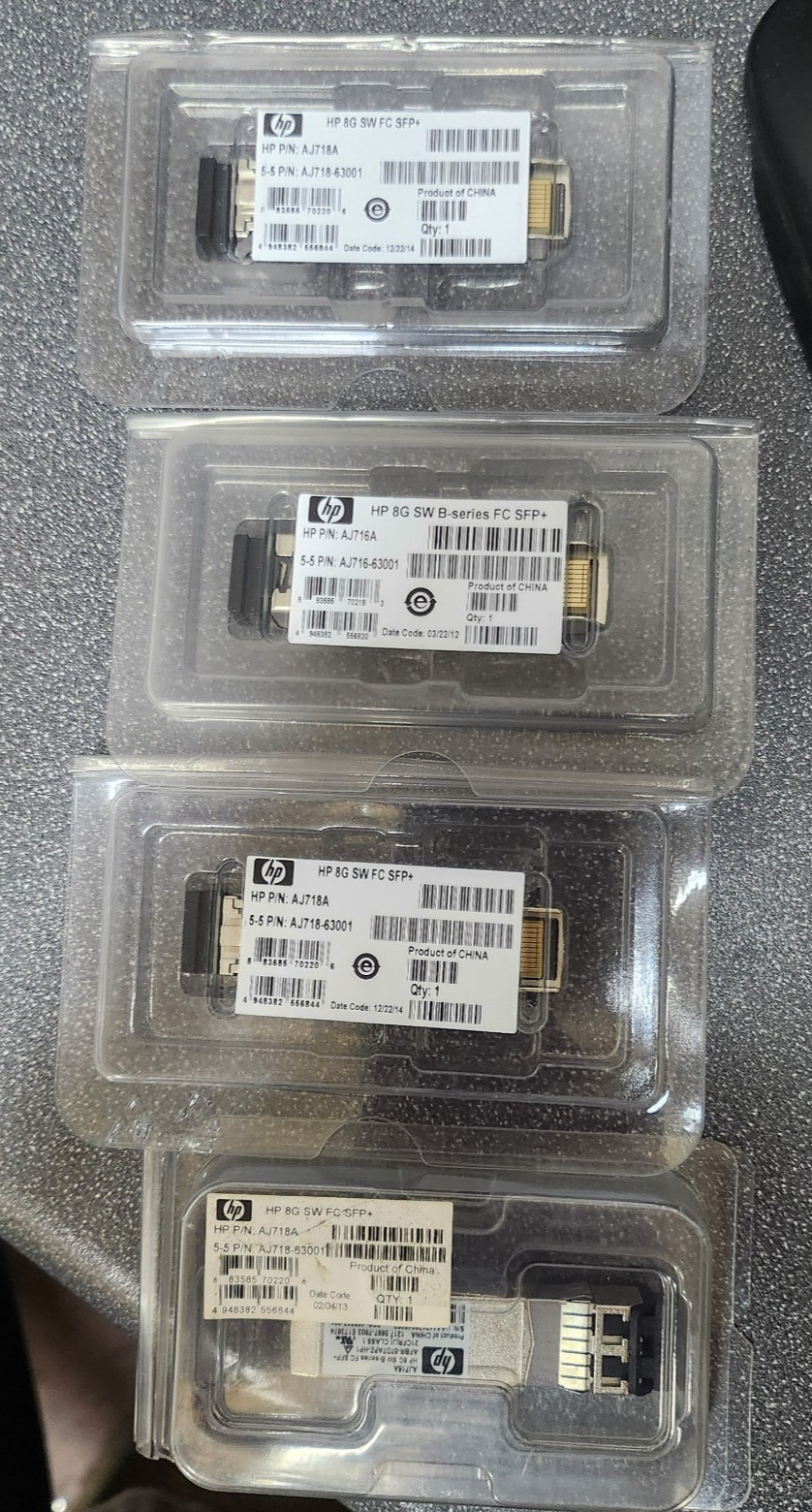 4x HP AJ716A AJ716-63001 8Gb StorageWorks Short Wave FC SFP+ - NEW