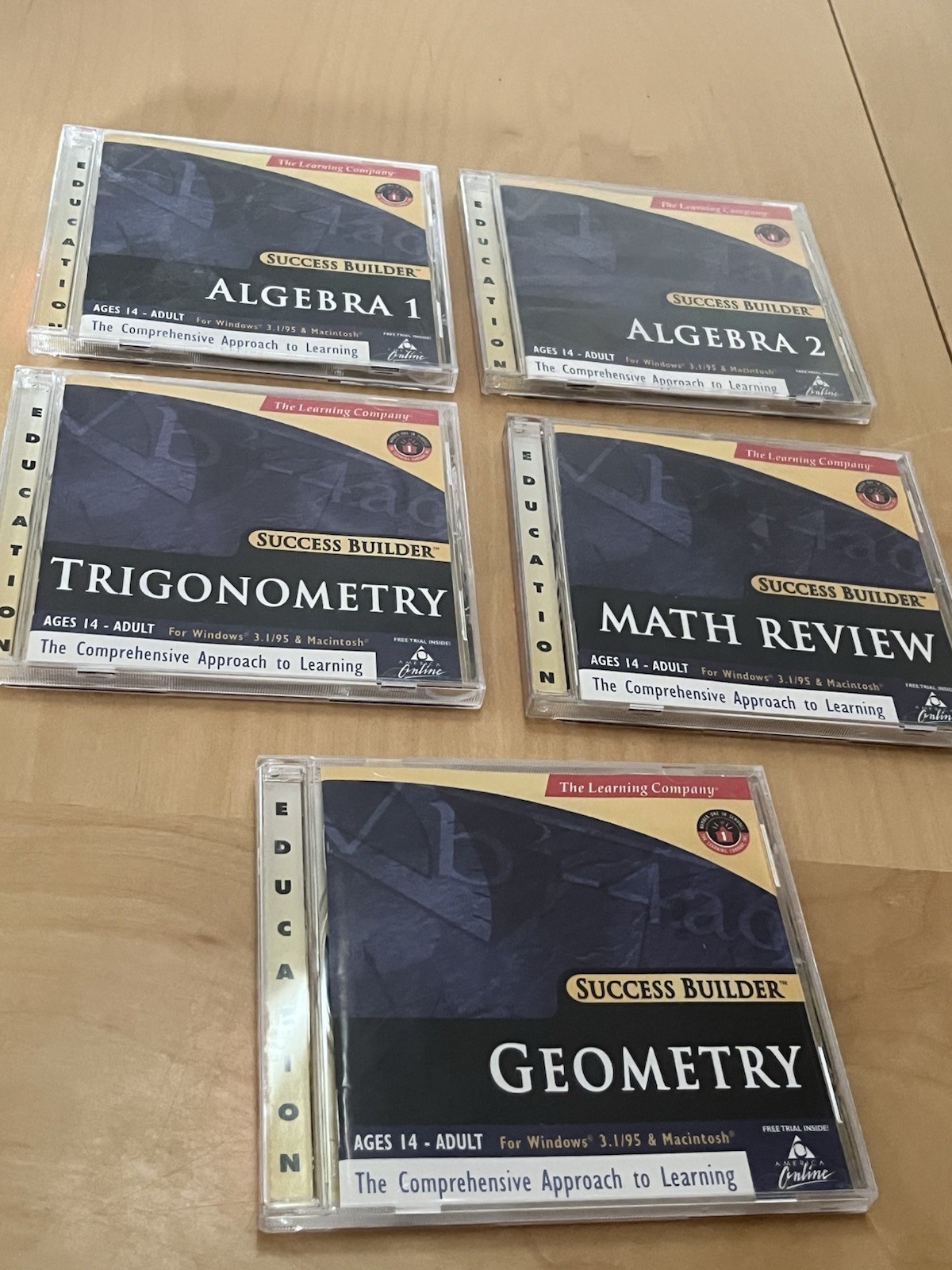 The Learning Company 5 CD-ROM Set Algebra 1 & 2, Trigonometry, Geometry, Review