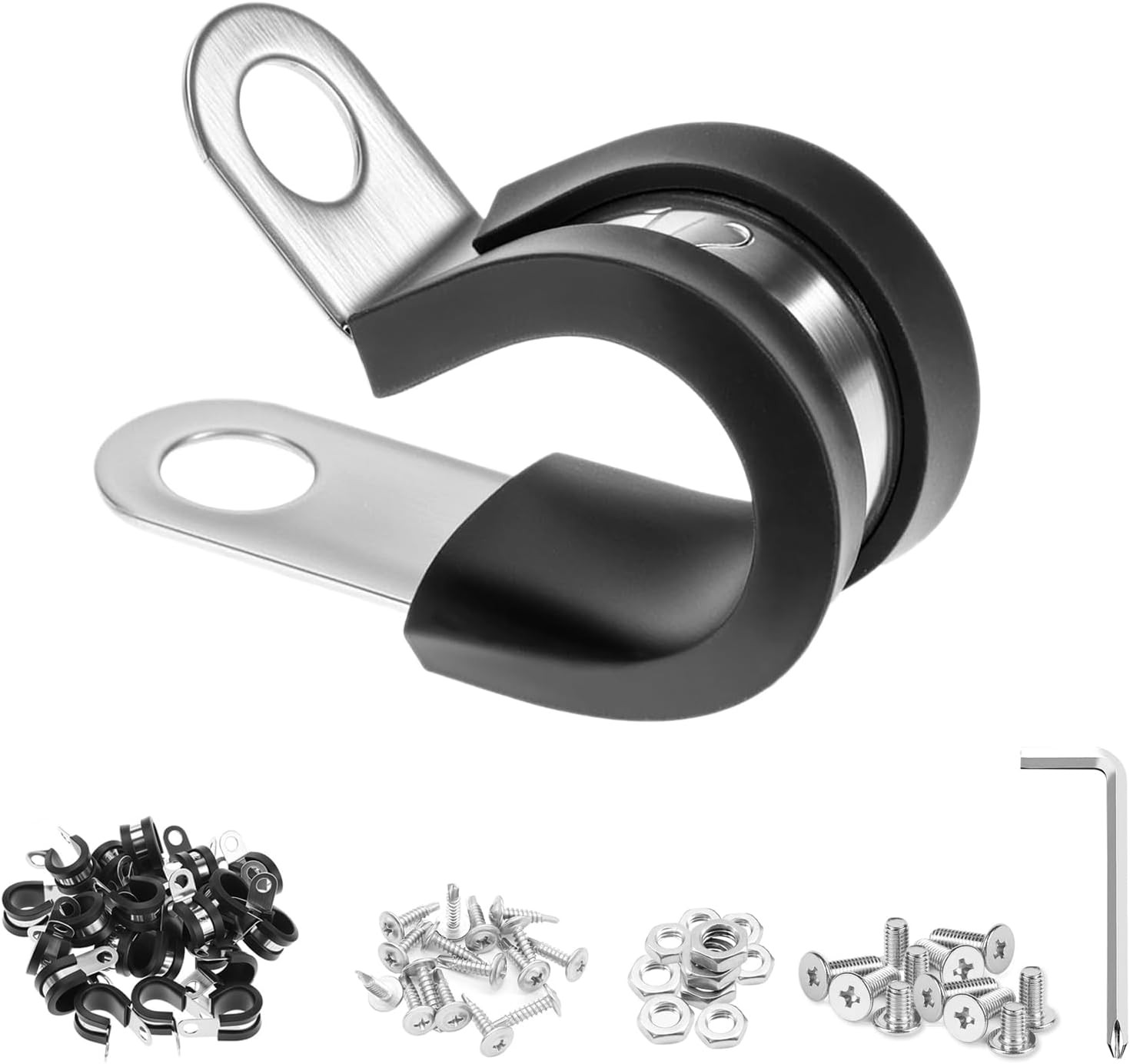 71-Pack 1/2 Inch Rubber Insulated Grips Cable Clamps 304 Stainless Steel Quality