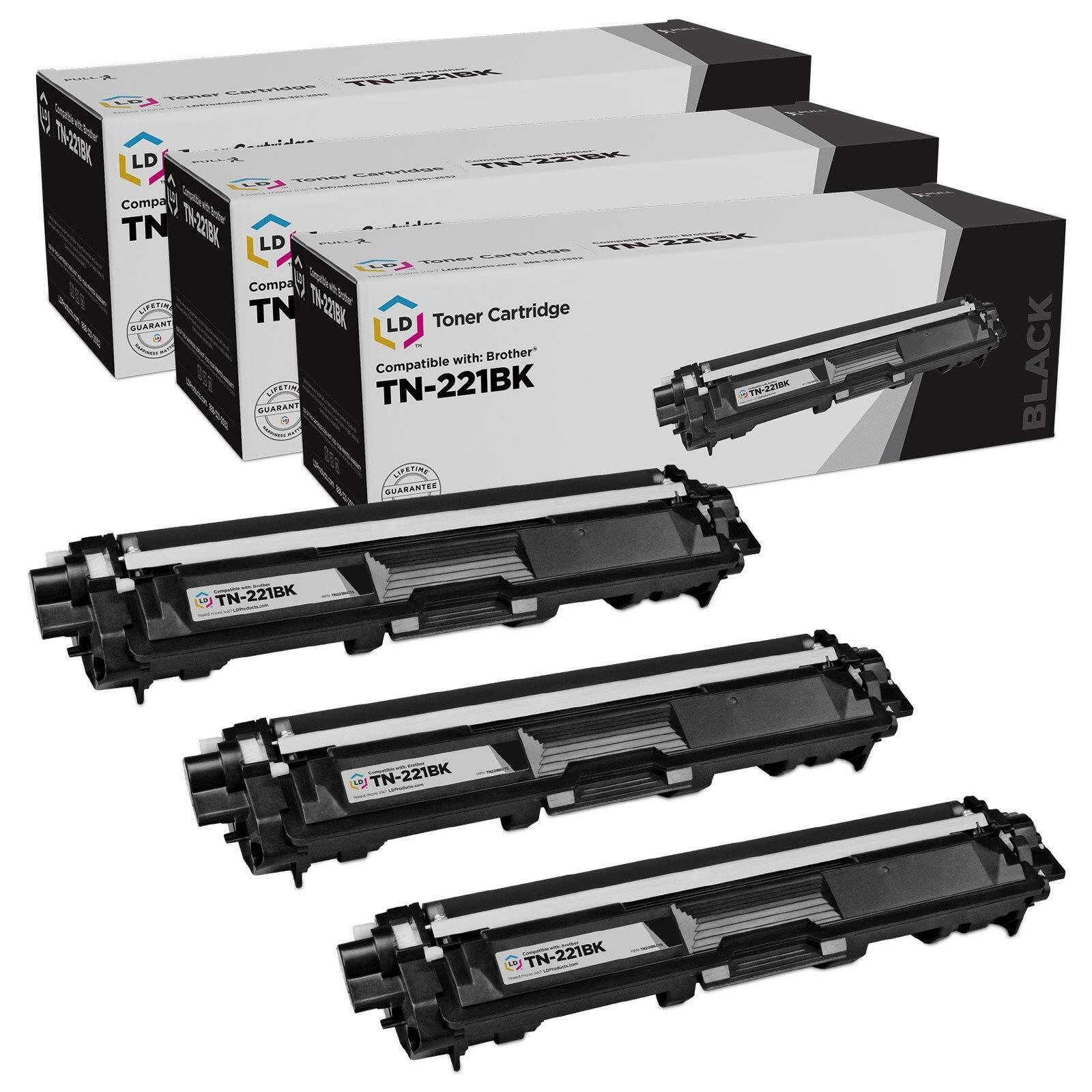 LD Compatible Brother TN221 3PK Black Toner Cartridges  DCP, HL, MFC Printers