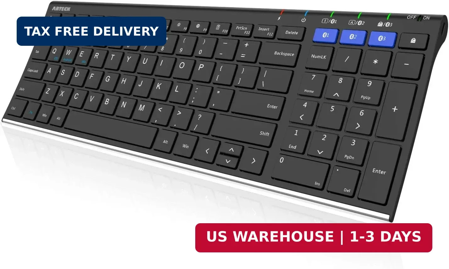 HB193 Universal Bluetooth Keyboard Multi-Device Stainless Steel Full Size Wirele