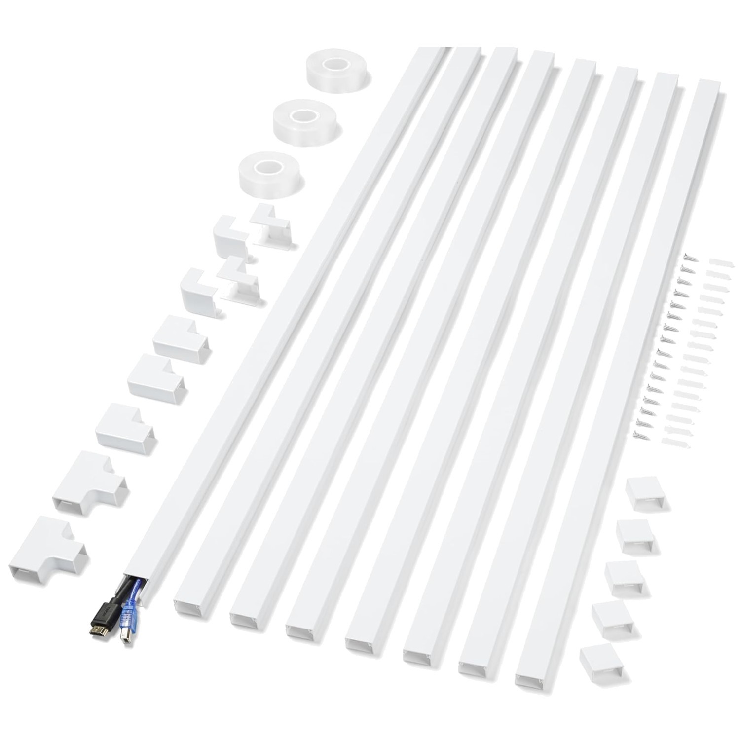 Wire Channel Cable Hider Kit - 8 Pack
