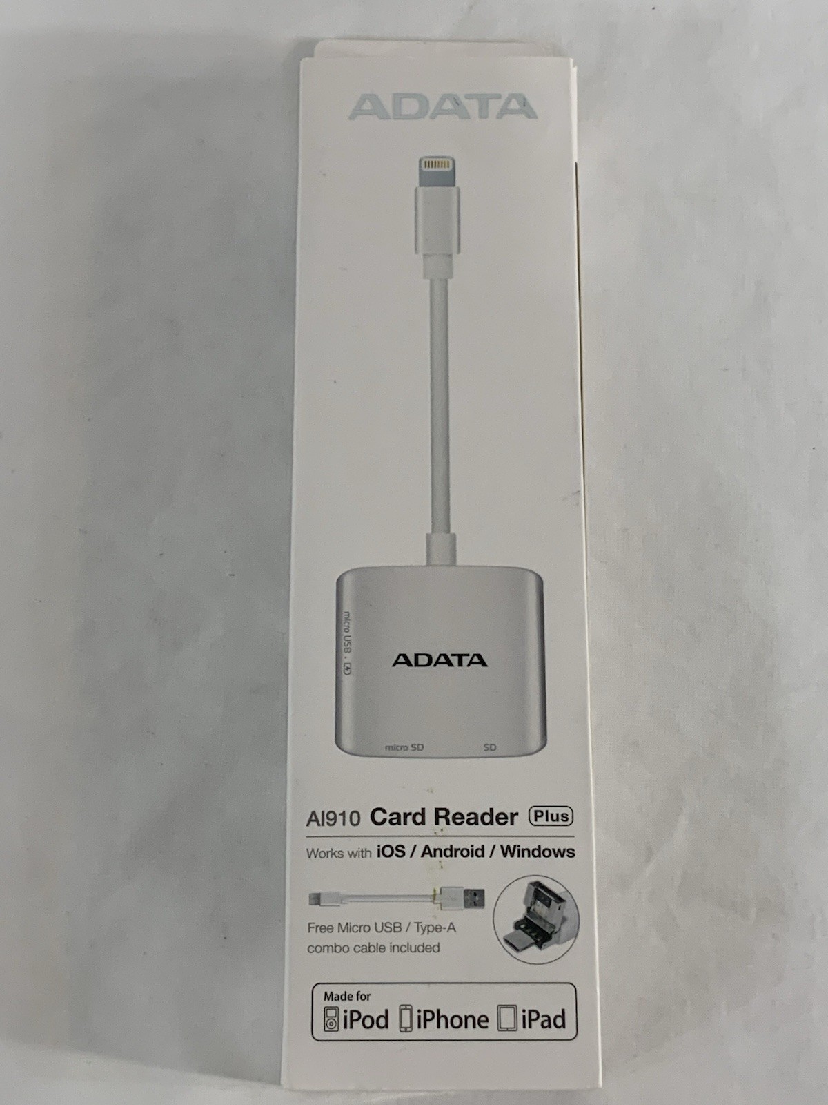 ADATA AI910 Apple Lightning Micro SD Card Reader Plus for iOS Android Windows